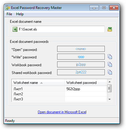 recovery excel password