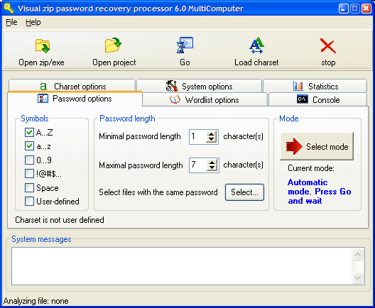 zip file password recoveyr software screen